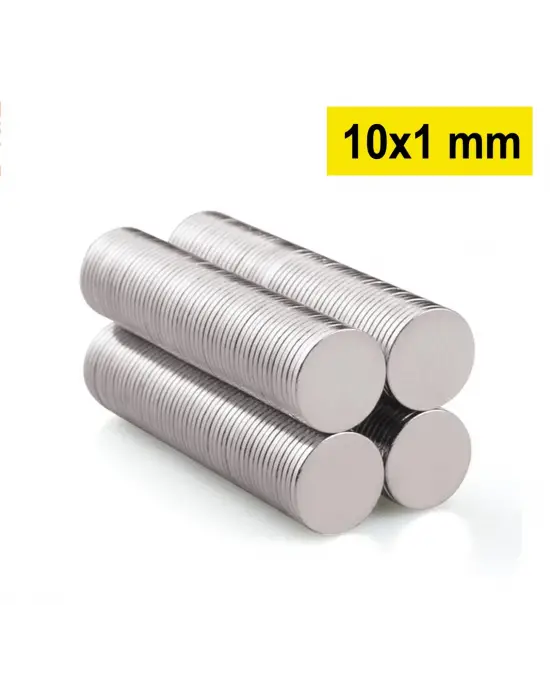 1 Adet 10x1mm Yuvarlak Neodyum Mıknatıs Güçlü Dayanıklı Magnet Nikel Kaplama