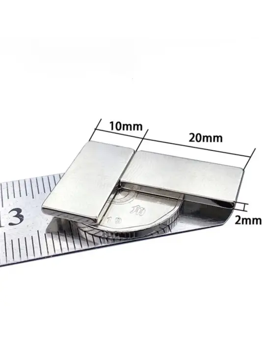 1 Adet 20x10x2 Mm Neodyum Mıknatıs Köşeli Magnet N35 Nikel Kaplama Güçlü Kaliteli Dayanıklı