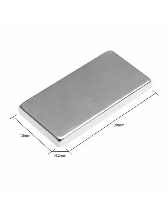 1 Adet 20x10x2 Mm Neodyum Mıknatıs Köşeli Magnet N35 Nikel Kaplama Güçlü Kaliteli Dayanıklı