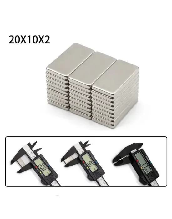1 Adet 20x10x2 Mm Neodyum Mıknatıs Köşeli Magnet N35 Nikel Kaplama Güçlü Kaliteli Dayanıklı