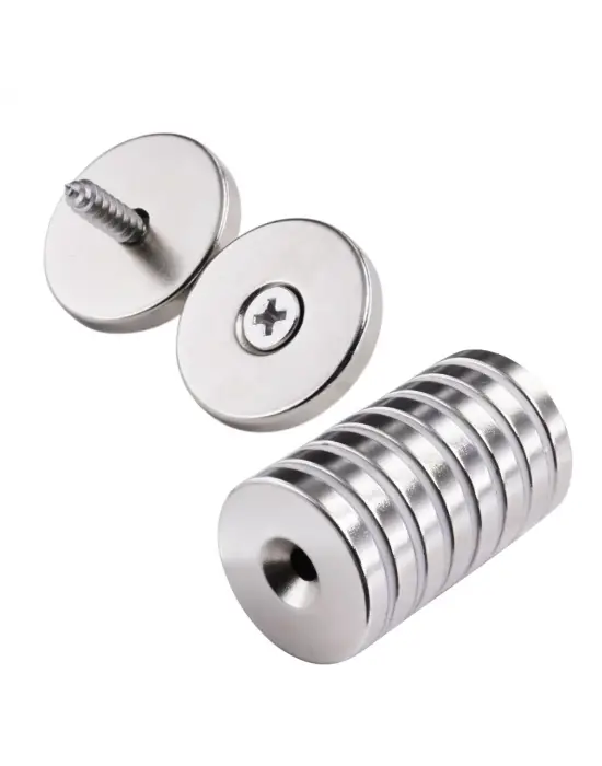 1 Adet 25x10/5x5,5 Mm Neodyum Mıknatıs Havşa Delikli Magnet Vida Atılabilir N35 Nikel Paslanmaz