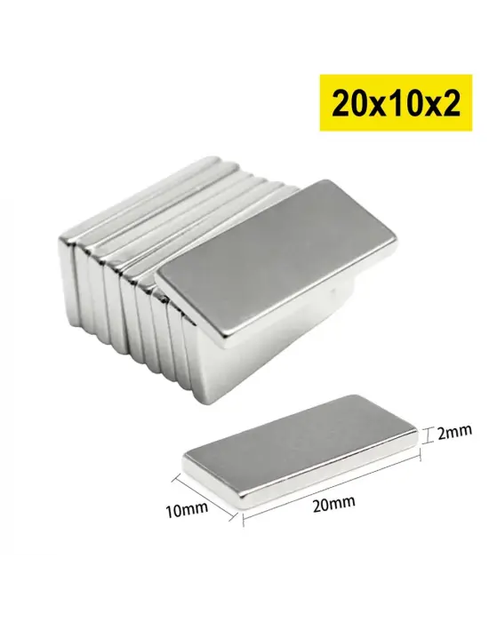 10 Adet 20x10x2 Mm Neodyum Mıknatıs Köşeli Magnet N35 Nikel Kaplama Güçlü Kaliteli Dayanıklı