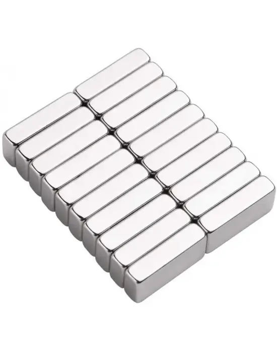 10 Adet 20x10x5 Mm Neodyum Magnet N35 Güçlü Mıknatıs Köşeli Ve Dayanıklı Nikel Kaplama