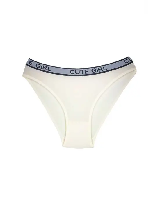 10 Adet Beli Yazılı Pamuklu Kalın Lastik Kadın Slip Külot