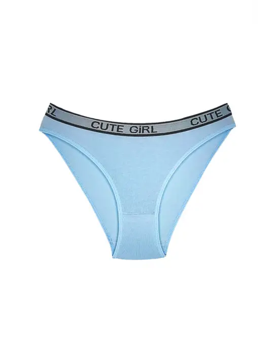 Omarı Kalın Lastikli Yazılı Pamuklu Kadın Slip Külot