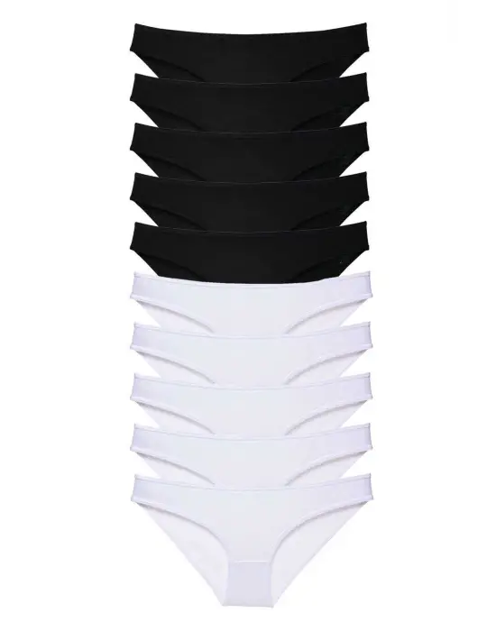 Minimal 10 Adet Likralı Kadın Slip Seti