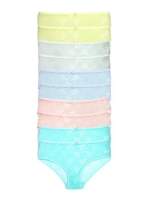 10 Adet Kadın Komple Tül Dantel   Külot