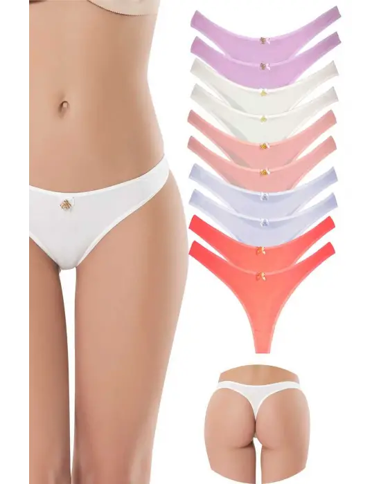 10 Adet Pamuklu Kadın Klasik Tanga Soft Renkler