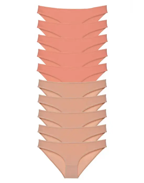 Zarif Likralı Kadın Slip Külot Pudra Ten