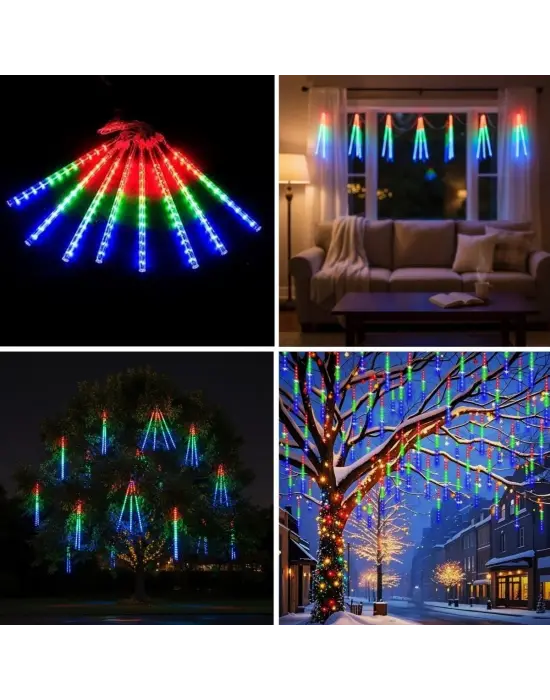 10lu 45 CM Uzunluğunda Plastik Meteor 2m Kablo LED USB RGB Ağaç Işığı – Renk Değiştiren Asmalı Dekoratif Bahçe ve Dış Mekan Aydınlatması