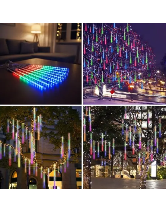 10lu 45 CM Uzunluğunda Plastik Meteor 2m Kablo LED USB RGB Ağaç Işığı – Renk Değiştiren Asmalı Dekoratif Bahçe ve Dış Mekan Aydınlatması