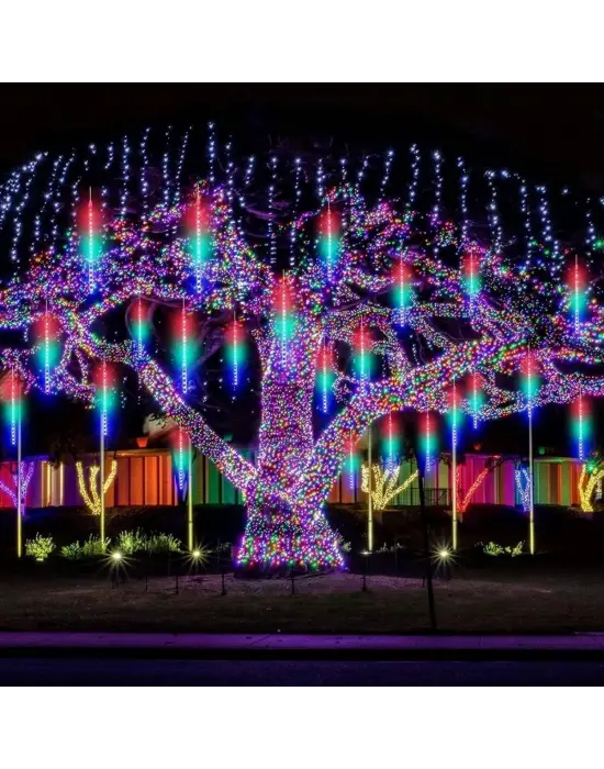 10lu 45 CM Uzunluğunda Plastik Meteor 2m Kablo LED USB RGB Ağaç Işığı – Renk Değiştiren Asmalı Dekoratif Bahçe ve Dış Mekan Aydınlatması