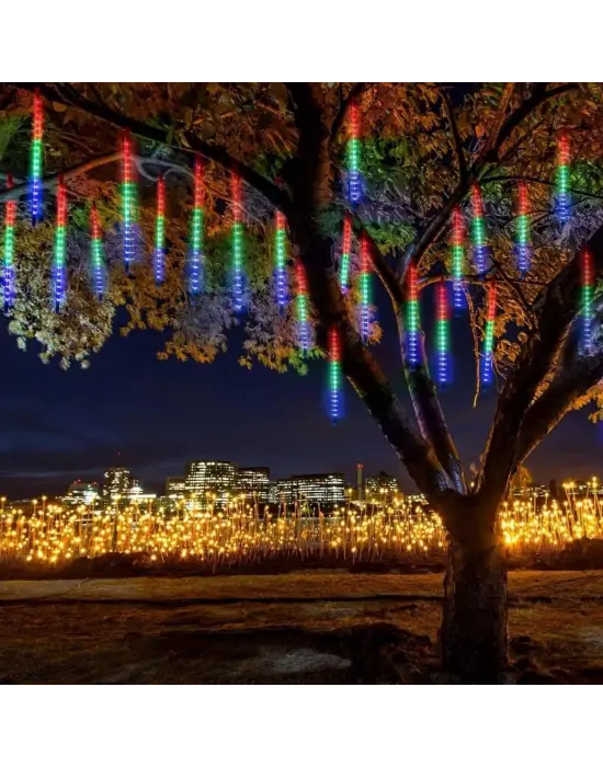 10lu 45 CM Uzunluğunda Plastik Meteor 2m Kablo LED USB RGB Ağaç Işığı – Renk Değiştiren Asmalı Dekoratif Bahçe ve Dış Mekan Aydınlatması