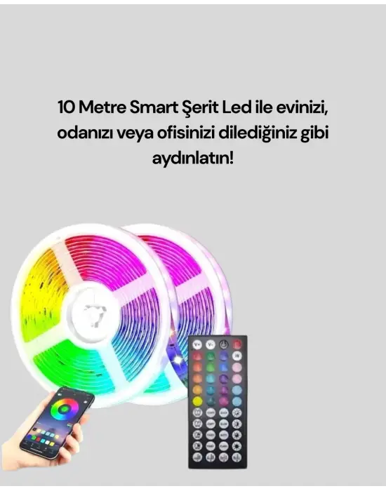 10 Metre Smart Şerit Led Bluetooth Telefon Kontrollü Usb Enerjili