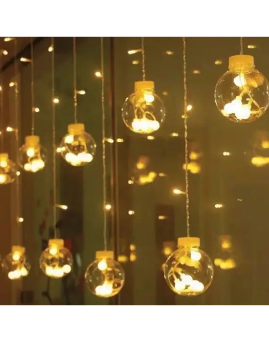 10 Sarkıtlı Kumandalı Dekoratif Top İçi Mini Toplu LED Günışığı Rengi Dekoratif Aydınlatma