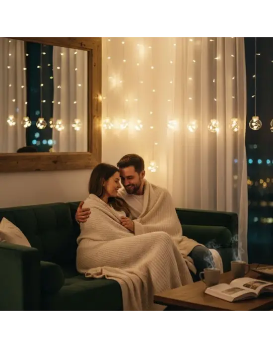 10 Sarkıtlı Kumandalı Dekoratif Top İçi Mini Toplu LED Günışığı Rengi Dekoratif Aydınlatma