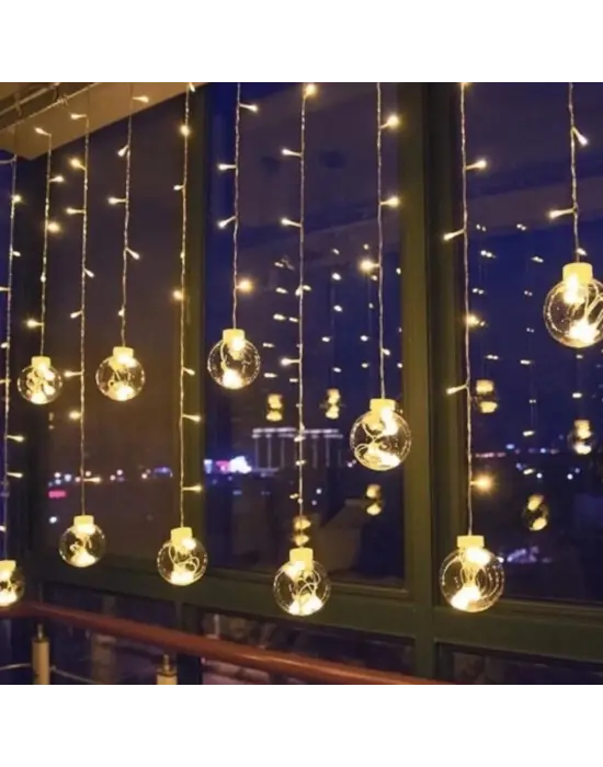 10 Sarkıtlı Kumandalı Dekoratif Top İçi Mini Toplu LED Günışığı Rengi Dekoratif Aydınlatma