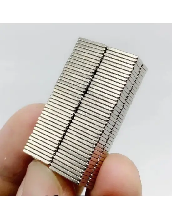 100 Adet 15x10x1.5 Mm Köşeli Neodyum Mıknatıs N35 Magnet Dayanıklı Nikel Kaplama