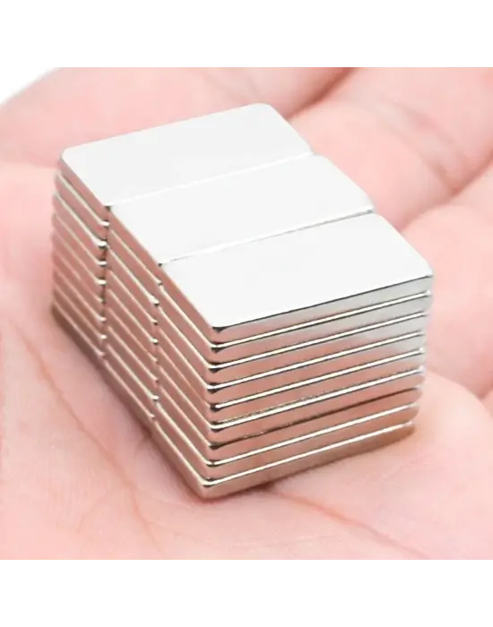 100 Adet 20x10x2 Mm Neodyum Mıknatıs Köşeli Magnet N35 Nikel Kaplama Güçlü Kaliteli Dayanıklı