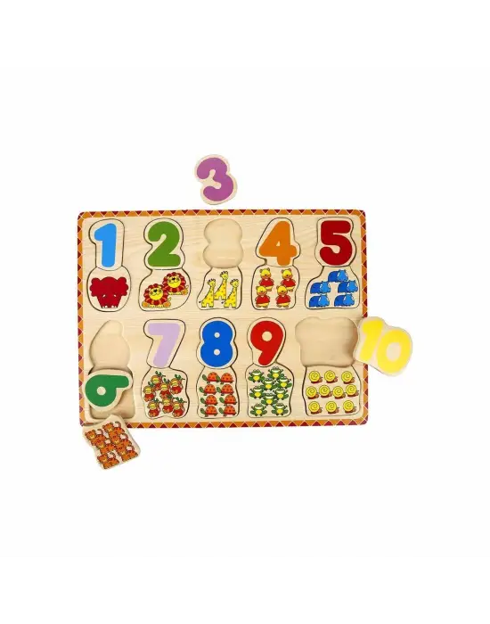 Omarı Renkli ve Eğlenceli Hayvan Desenli Ahşap Sayılar Oyunu