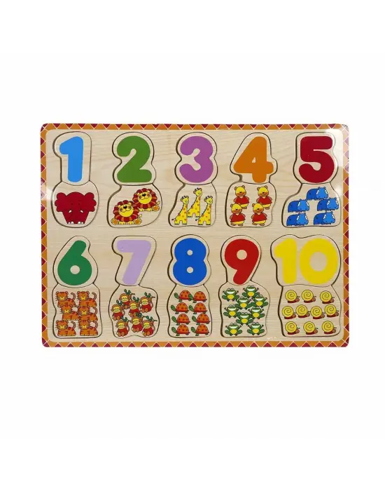 Omarı Renkli ve Eğlenceli Hayvan Desenli Ahşap Sayılar Oyunu