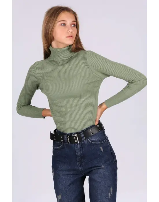 10311 Balıkçı Yaka Triko Kazak - Çağla