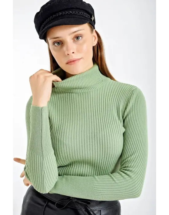 10311 Balıkçı Yaka Triko Kazak - Çağla