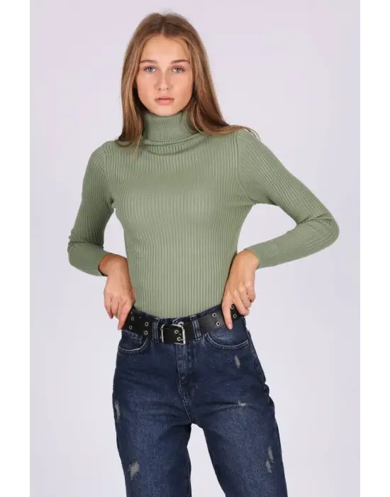 10311 Balıkçı Yaka Triko Kazak - Çağla