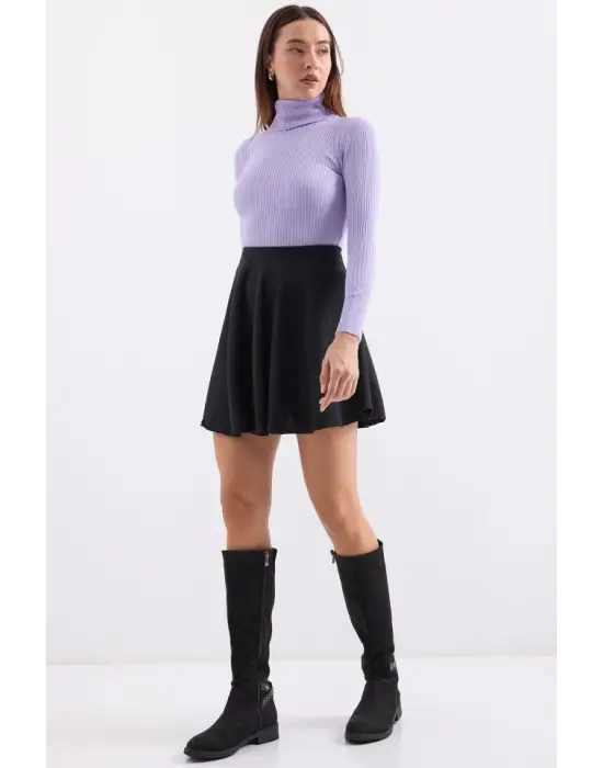 10311 Balıkçı Yaka Triko Kazak - Lila