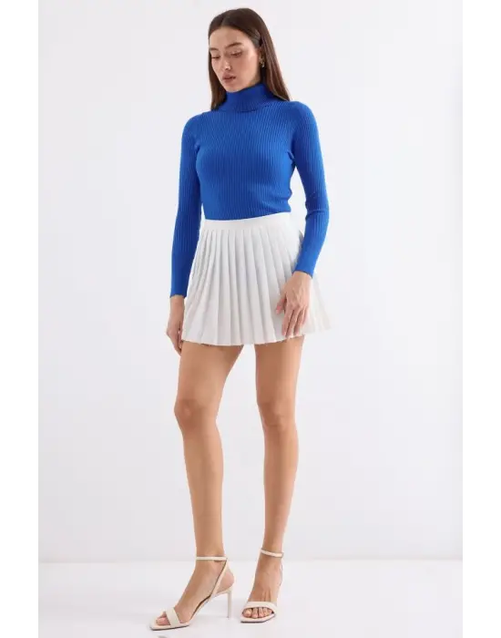 10311 Balıkçı Yaka Triko Kazak - Saks