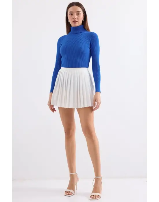 10311 Balıkçı Yaka Triko Kazak - Saks