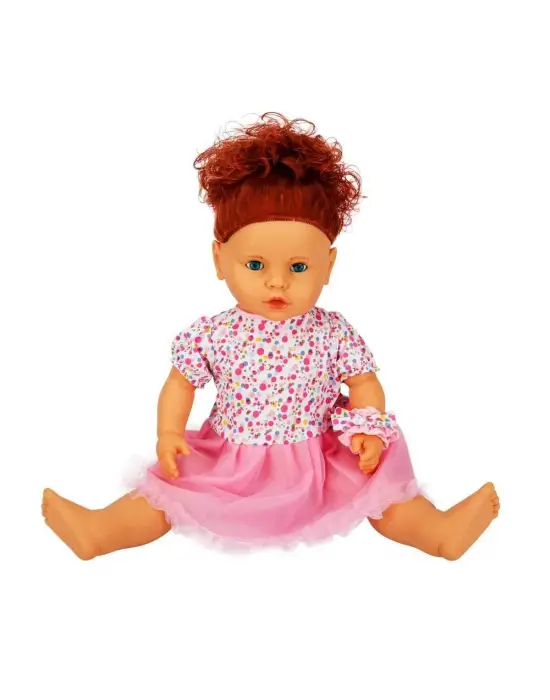 1060011 Lila Sesli Saçlı Et Bebek 60 cm