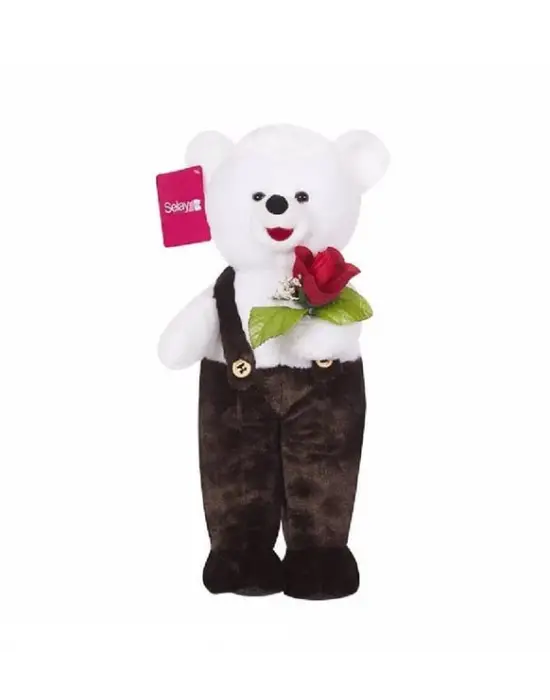 1076K ÇİÇEKLİ TULUMLU AYICIK 115 CM KAHVERENGİ