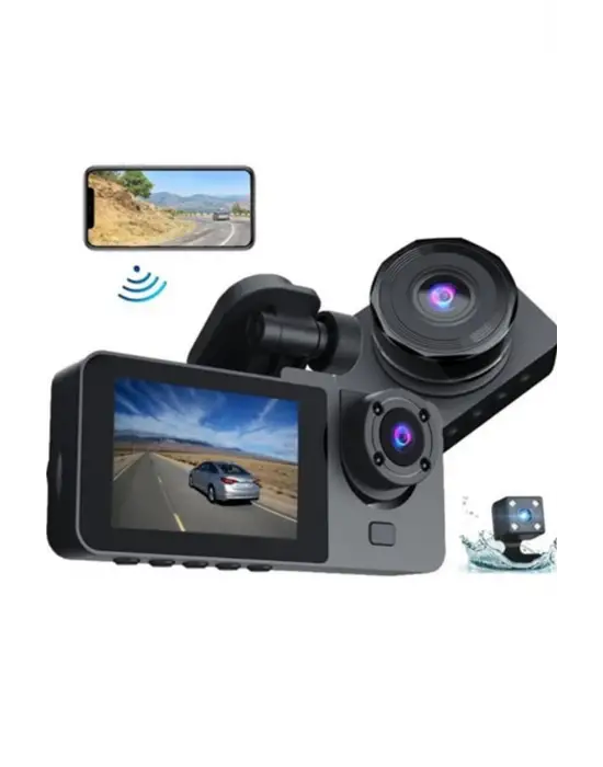 1080p Full Hd Çözünürlüklü Üç Kameralı Araç İçi Kamera - Park Ve Sürüş Güvenliği