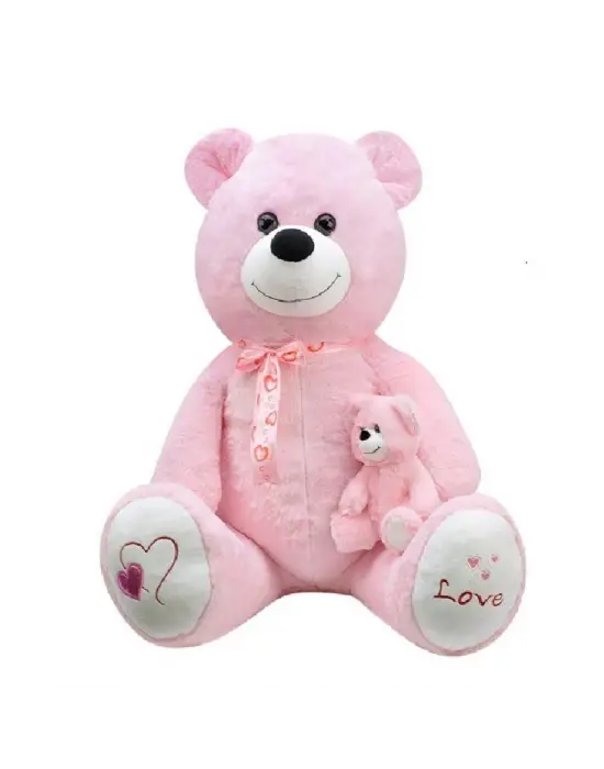 1085P Yavrulu Peluş Ayı Pembe 95 cm