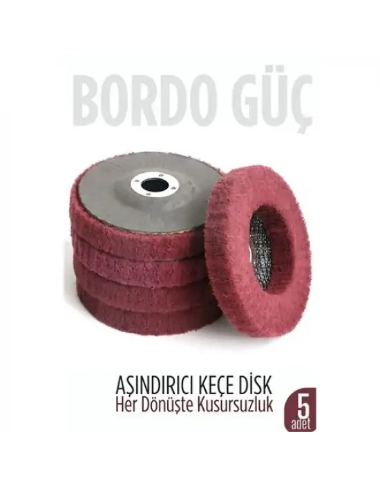 11 cm Endüstriyel Aşındırıcı Keçe Disk – 22 mm İç Çaplı Zımpara Fırçası 5 adet