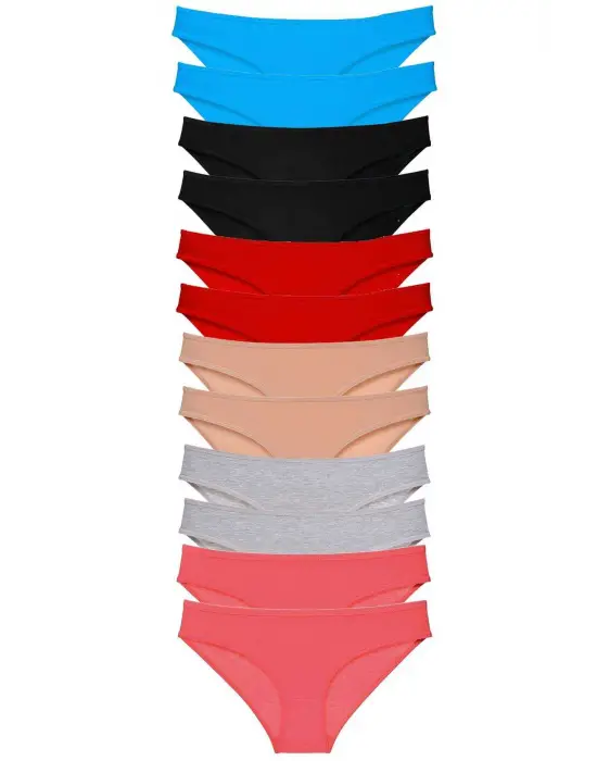 Çok Renkli Likralı Kadın Slip Külot Seti