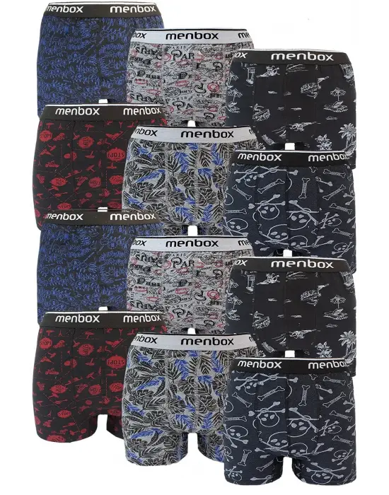 Omarı 12 Adet Likralı Erkek Boxer Seti