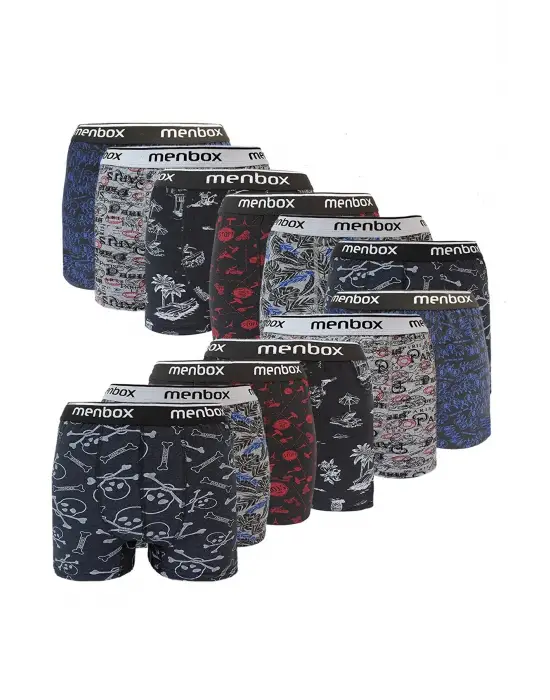 Omarı 12 Adet Likralı Erkek Boxer Seti