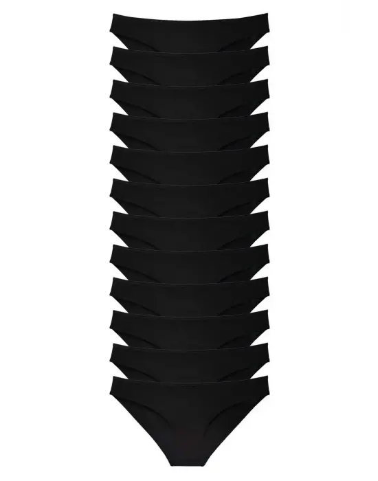 Omarı Süper Eko Siyah Likralı Kadın Slip Külot Seti