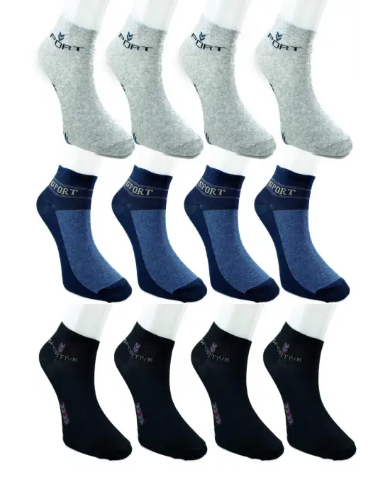 Omarı Siyah Gri Lacivert Yazlık Erkek Bilek Çorap Seti