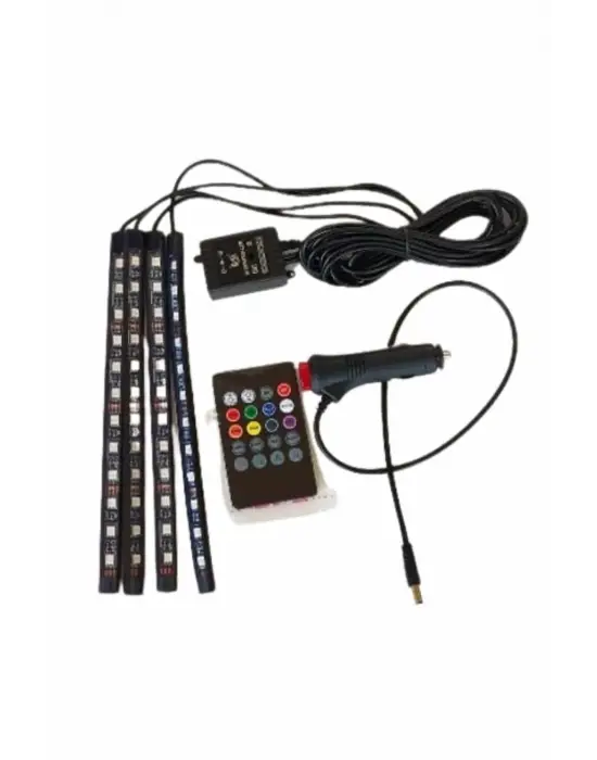 12 Ledli Rgb Işıklı Araç Içi Ayak Altı Led Oto Ampul Kumandalı 7 Renk