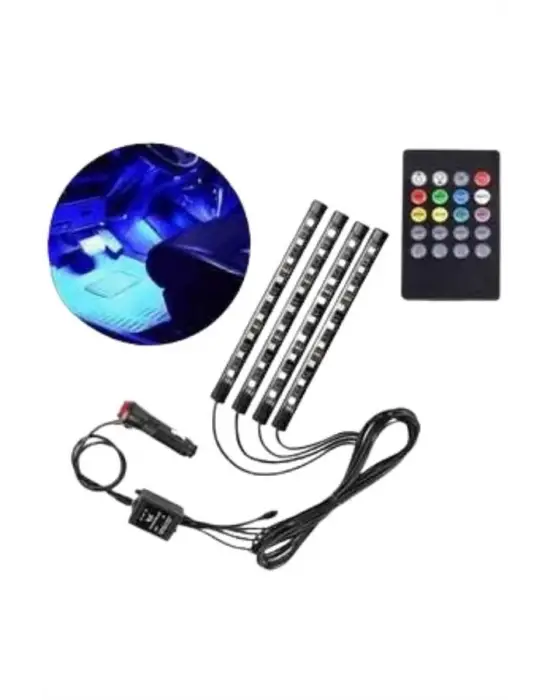 12 Ledli Rgb Işıklı Araç Içi Ayak Altı Led Oto Ampul Kumandalı 7 Renk