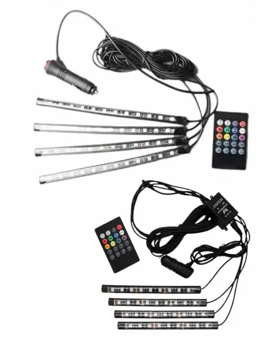 12li Şerit Led Işık Rgb Sese Ve Müziğe Duyarlı Araç İçi Ayak Altı
