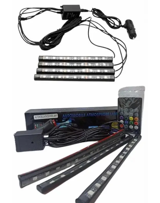 12li Şerit Led Işık Rgb Sese Ve Müziğe Duyarlı Araç İçi Ayak Altı