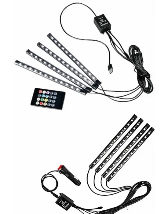 12li Şerit Led Işık Rgb Sese Ve Müziğe Duyarlı Araç İçi Ayak Altı