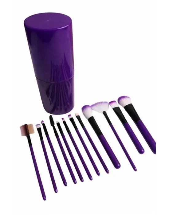 12 Parça Makyaj Fırça Seti Profesyonel Fondöten Allık Far Kontür Fırçası