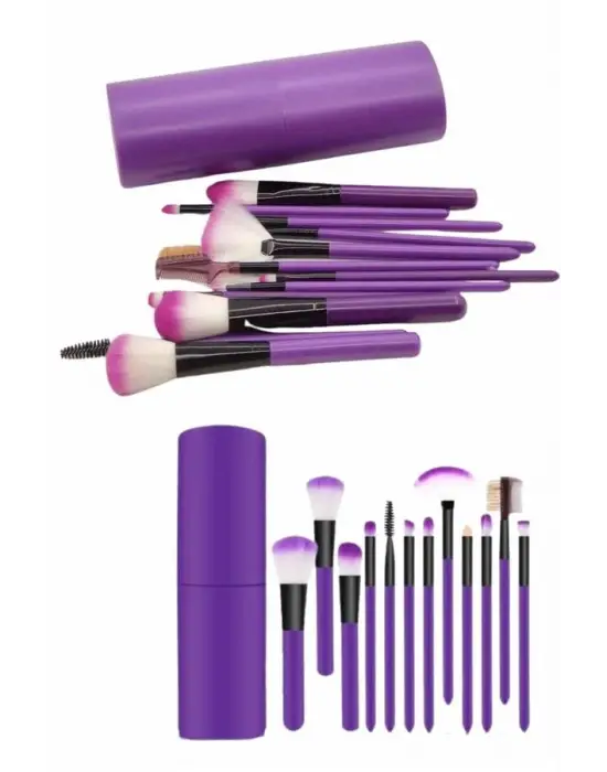 12 Parça Makyaj Fırça Seti Profesyonel Fondöten Allık Far Kontür Fırçası