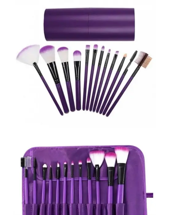 12 Parça Makyaj Fırçası Yumuşak Kıllı Profesyonel Fırça Seti Yüksek Kaliteli Pürüzsüz