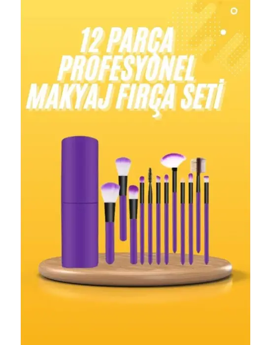 12 Parça Makyaj Fırçası Yumuşak Kıllı Profesyonel Fırça Seti Yüksek Kaliteli Pürüzsüz